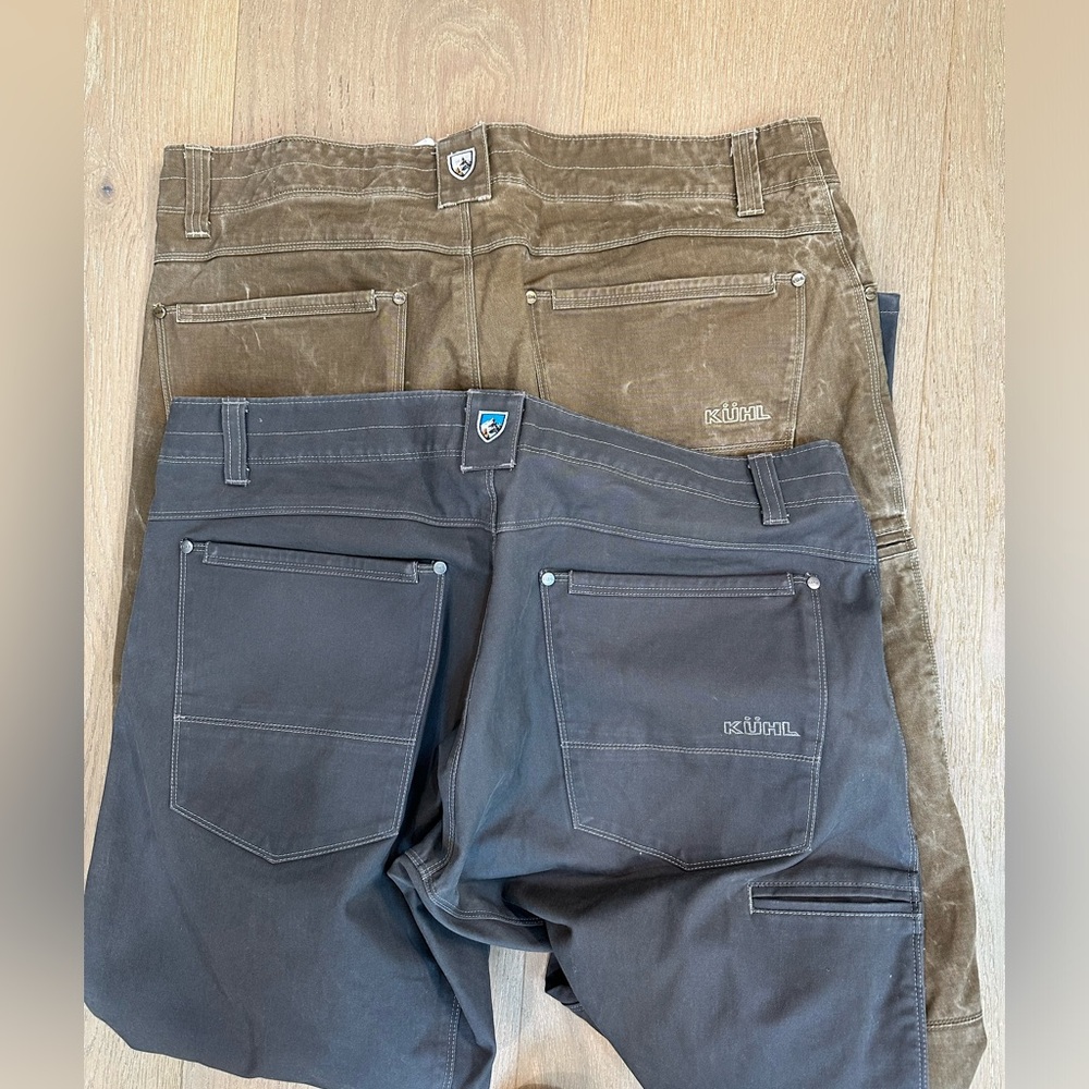 TWO PAIR of Kuhl canvas pants 2 pair excellent condition size 36x32